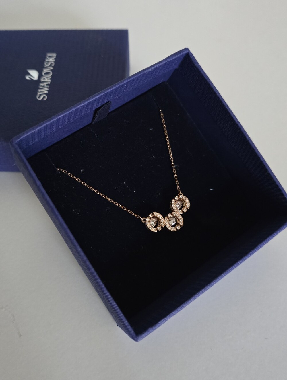 Swarovski Sparkling Dance Trilogy  Rose Gold Necklace